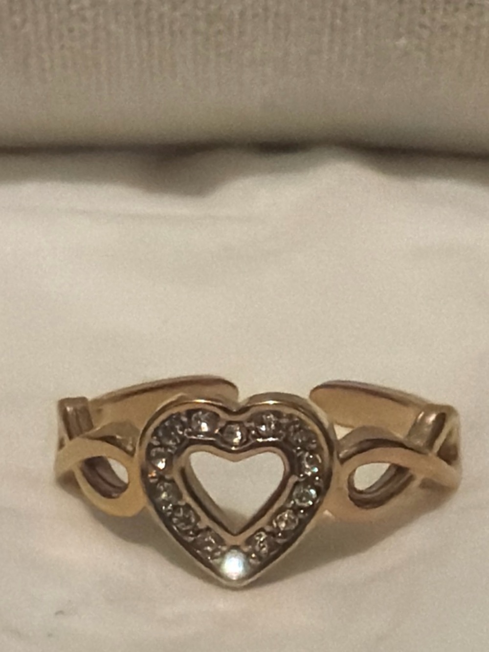 Gold Heart Infinity Ring with Cubic Zirconia